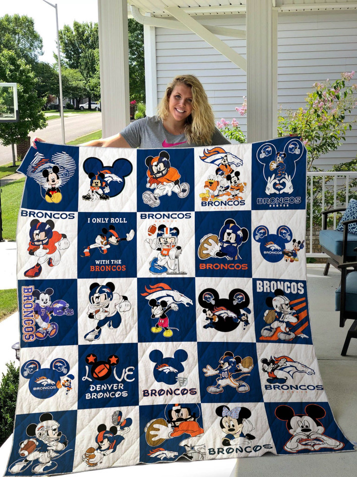 Denver Broncos And Mickey Mouse Quilt Blanket