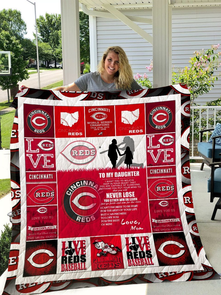 Cincinnati Reds - To My Daughter - Love Mom Quilt Blanket