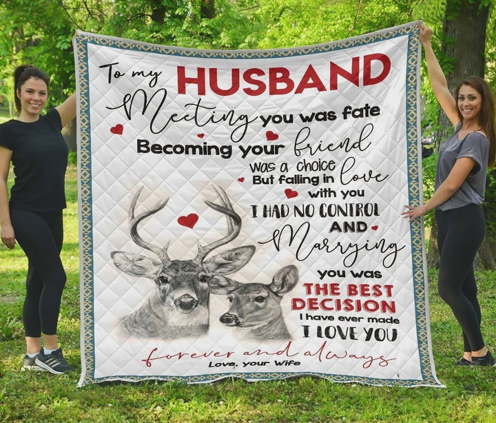 Personalized Deer To My Husband Quilt Blanket From Wife I Love You Forever And Always Great Customized Blanket Gifts For Birthday Christmas Thanksgiving