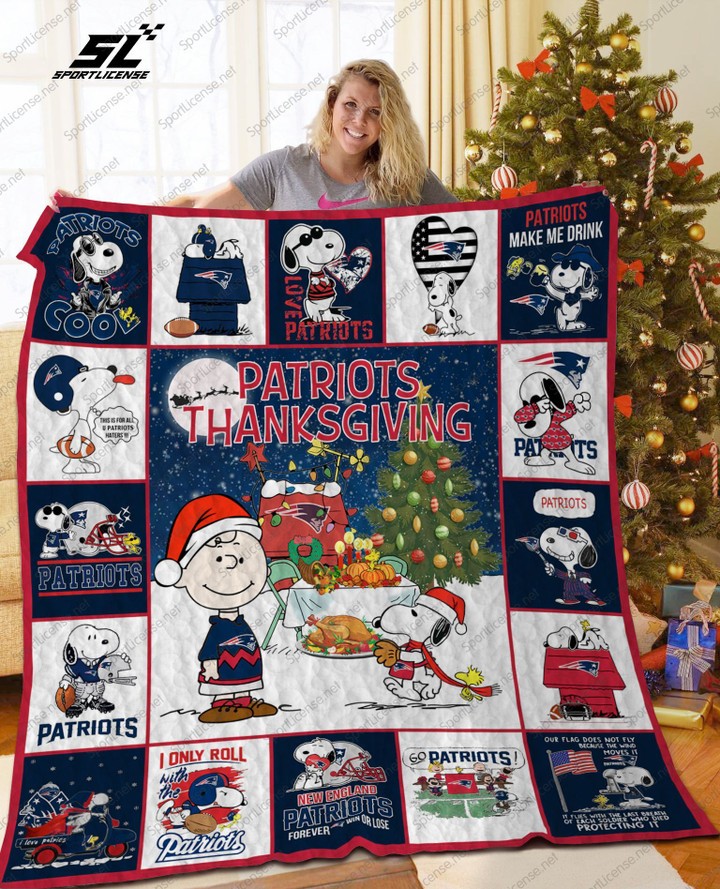 New England Patriots Snoopy Quilt Blanket Ver 2