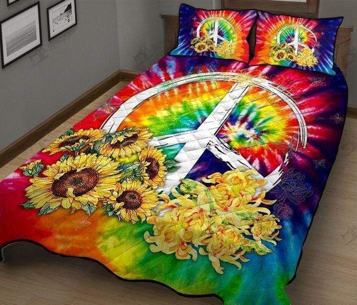 Sunflower Hippie Quilt Bedding Set Duvet Cover  Pillowcases
