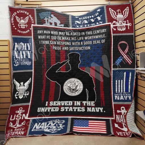 Navy Veteran I Served In The United States Navy Quilt Blanket Great Customized Blanket Gifts For Birthday Christmas Thanksgiving