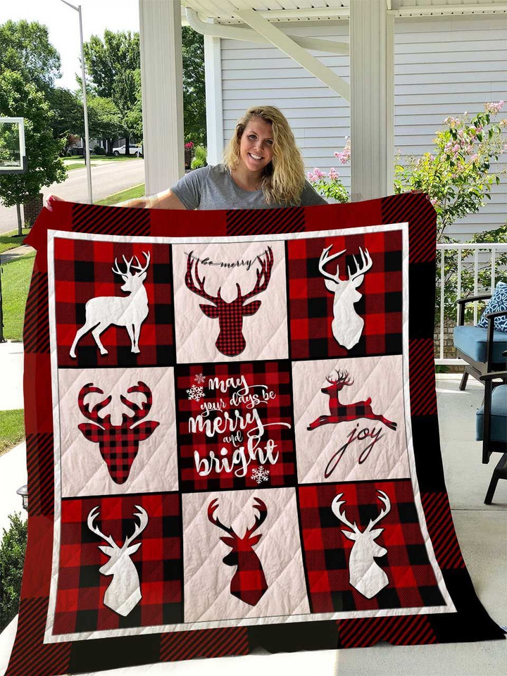 Merry Christmas Theme May Your Days Be Merry And Bright Quilt Blanket Great Customized Blanket Gifts For Birthday Christmas Thanksgiving