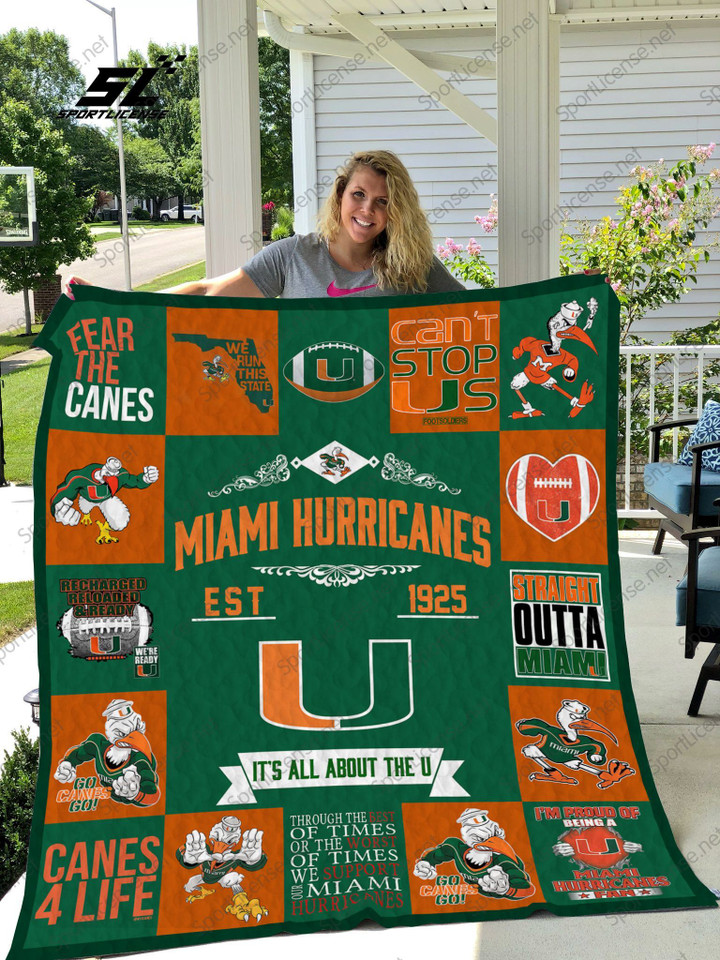 Miami Hurricanes Quilt Blanket 01