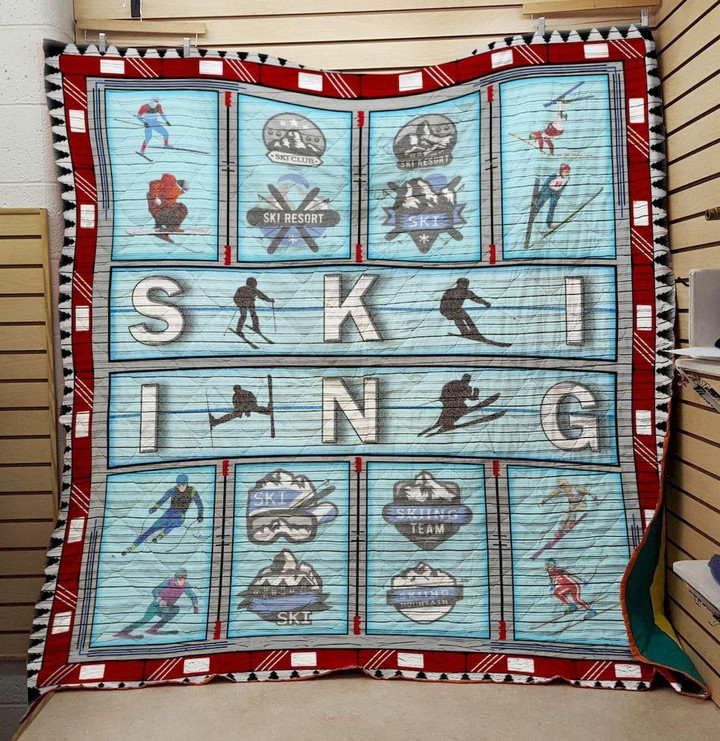 Skiing Team Skii Resort Quilt Blanket Great Customized Gifts For Birthday Christmas Thanksgiving Perfect Gifts For Skiing Lover