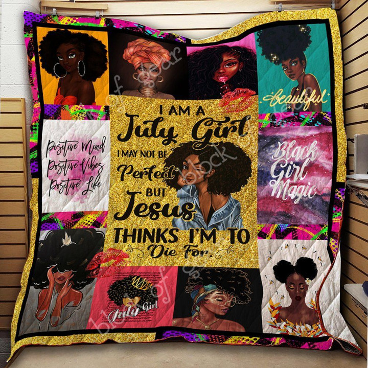 July Girl Black Queen Quilt Blanket