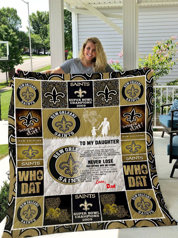 New Orleans Saints To My Daughter Love Dad Quilt Blanket