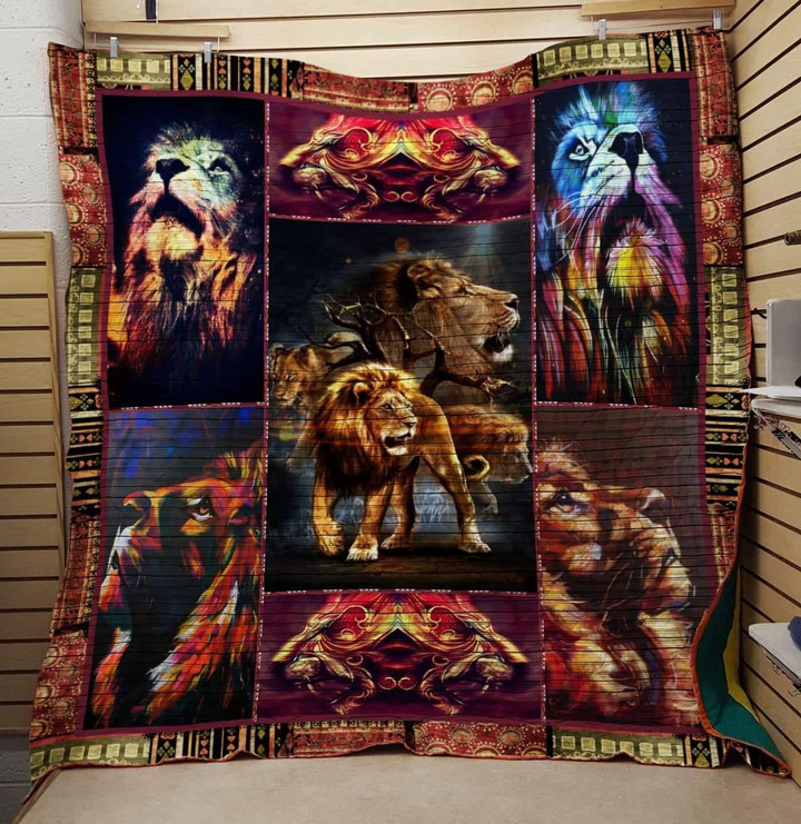 Courageous Lion Quilt Blanket Great Customized Gifts For Birthday Christmas Thanksgiving Perfect Gifts For Lion Lover