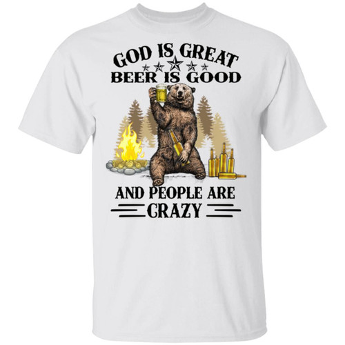 God Is Great BBQ Is Good And People Are Crazy Graphic Tee Shirt Funny Camping Shirts
