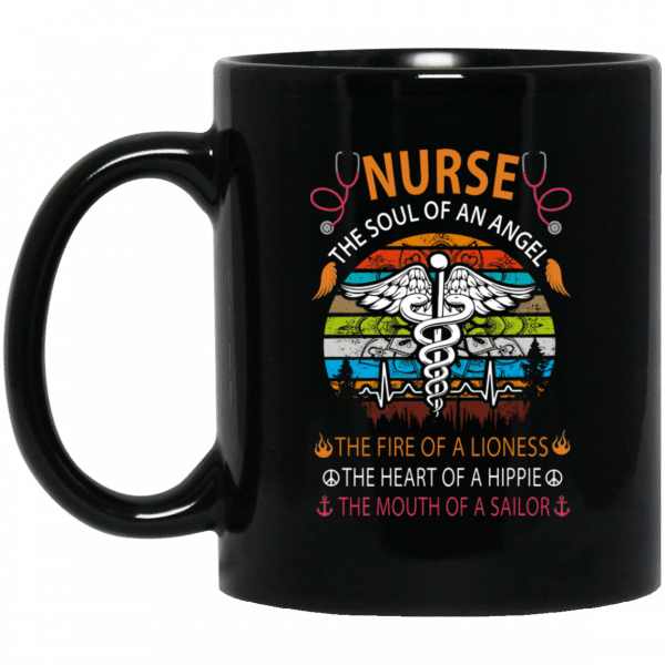 Nurse The Soul Of An Angel The Fire Of A Lioness Heartbeat Vintage Mug Nurse Gifts