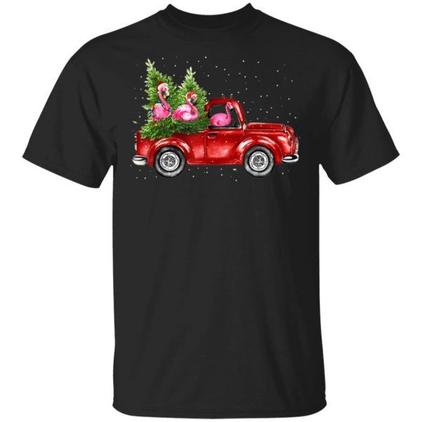 Flamingo Truck Christmas Tree Gifts Shirt