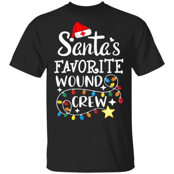Santa's Favorite Wound Crew Christmas Wound Care Nurse Crew Funny T-Shirt