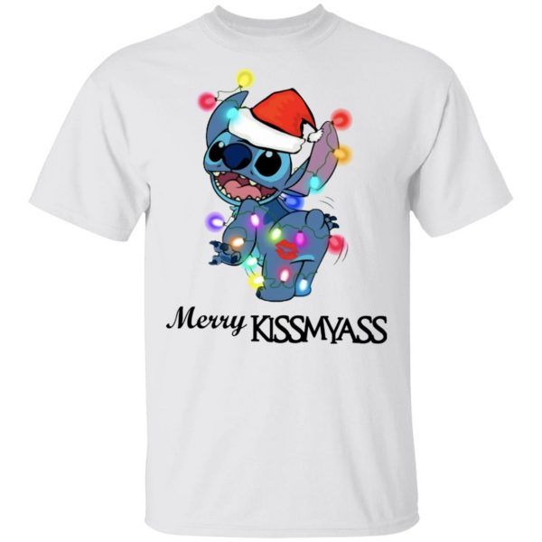 Stitch Santa Merry Kissmyass Light Christmas Shirt