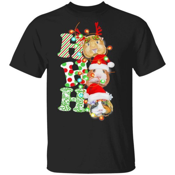 Funny Ho Ho Ho Guinea Pig Santa Christmas Shirt Merry Xmas Gift