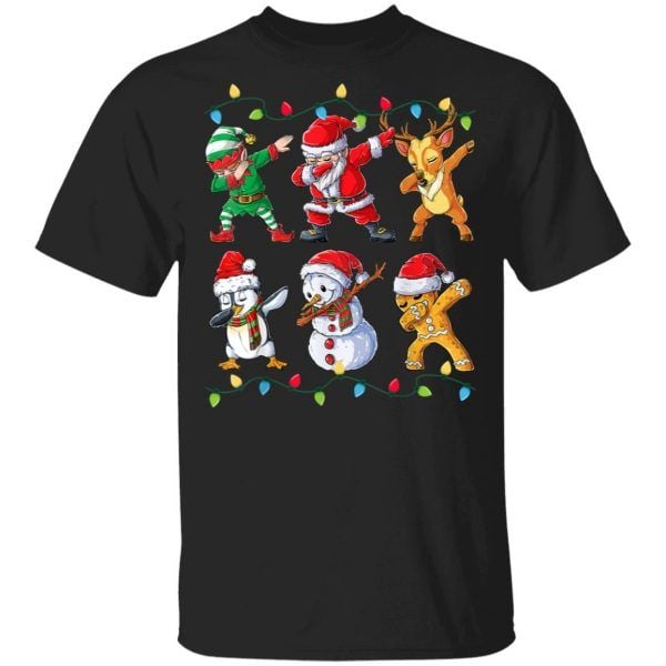 Dabbing Santa Elf Friends Christmas For Men Women Boys Girls Xmas Gift Shirt