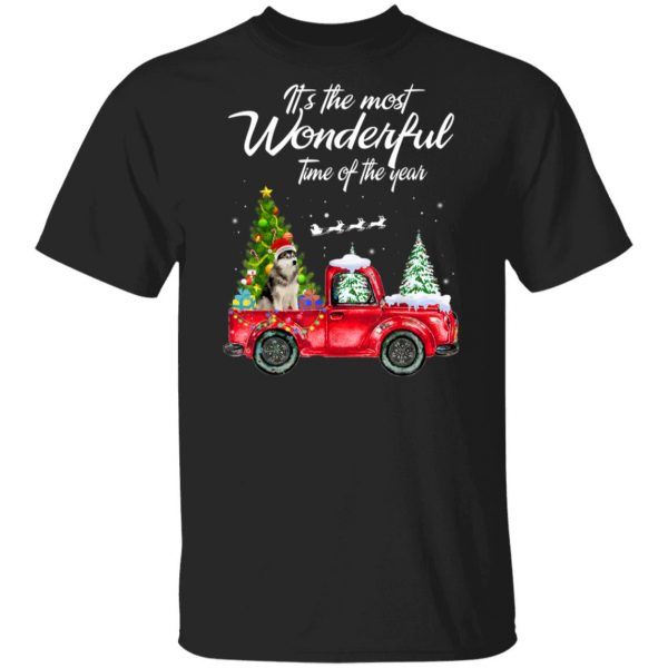 It's The Most Wonderful Time Of The Year With Truck Husky Christmas Gift Shirt