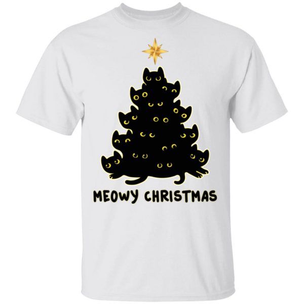 Black Cat Meowy Christmas Funny Shirt