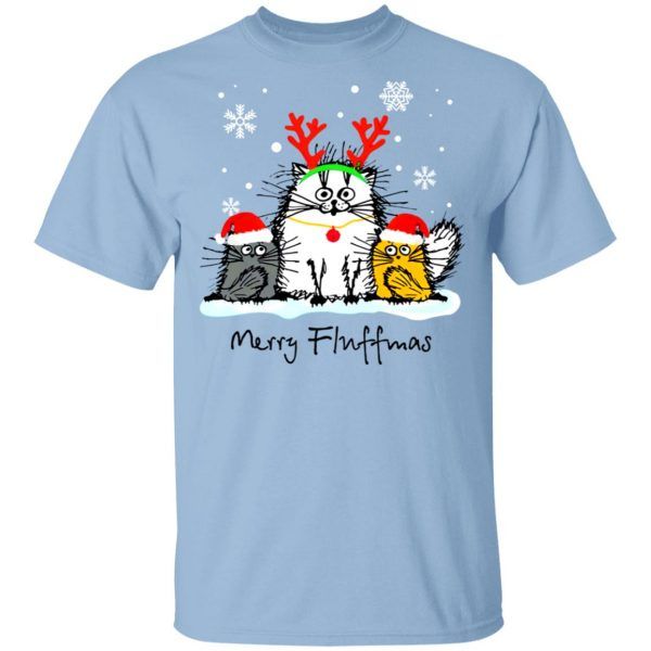 Cat Merry Fluffmas Christmas Funny T-Shirts