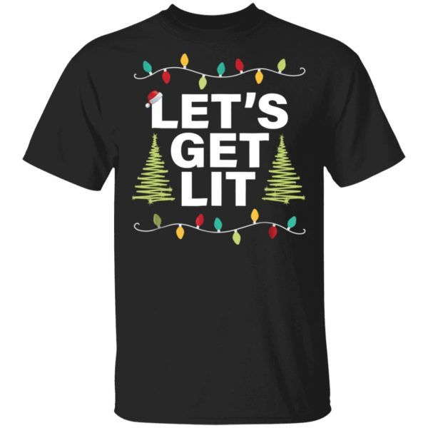 Funny Let's Get Lit Funny Christmas Drinking Shirt Xmas Light