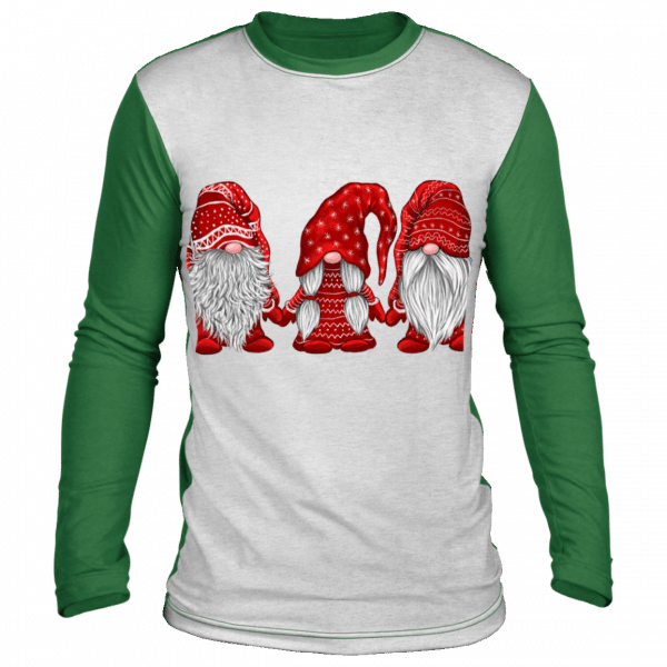 Hanging With Red Gnomies Santa Gnome Christmas Costume Ugly Christmas sweater Long Sleeve