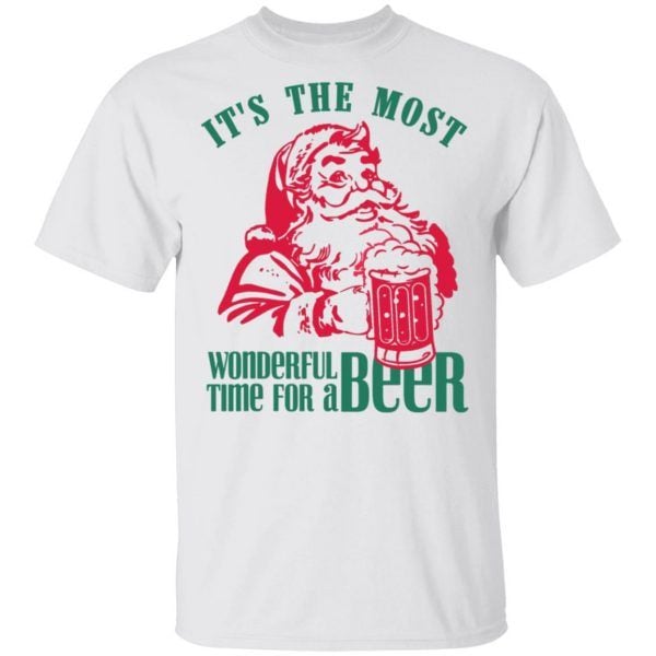 It's The Most Wonderful Time For A Beer, Santa Drinking Beer Chirstmas Funny Shirts