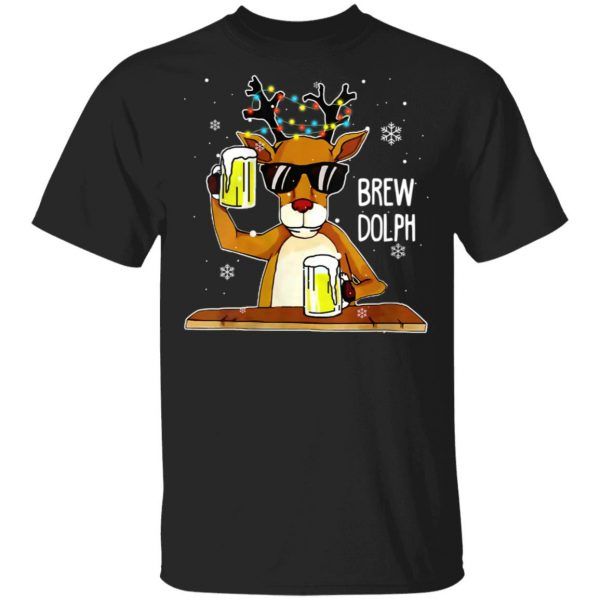 Christmas Brewdolph Brewery Reindeer Rudolph Beer Drinking Funny Shirts