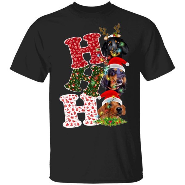 Funny Ho Ho Ho Dachshund Dog Santa Christmas Shirt Xmas Gifts