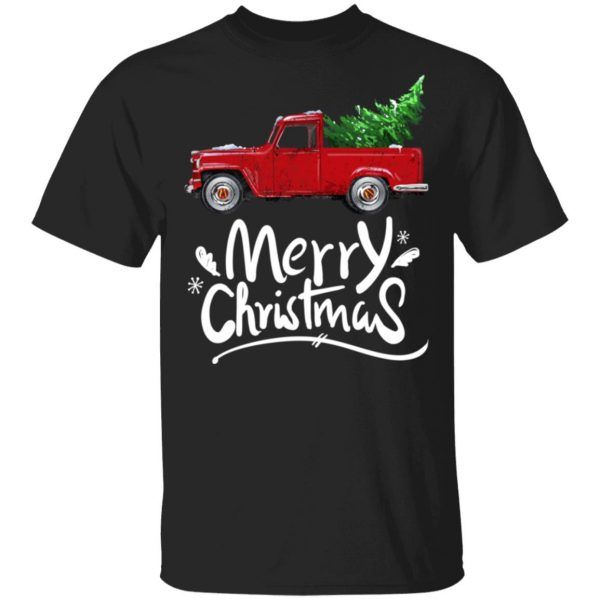 Vintage Wagon Red Truck Christmas Tree Pajama Gift Shirt