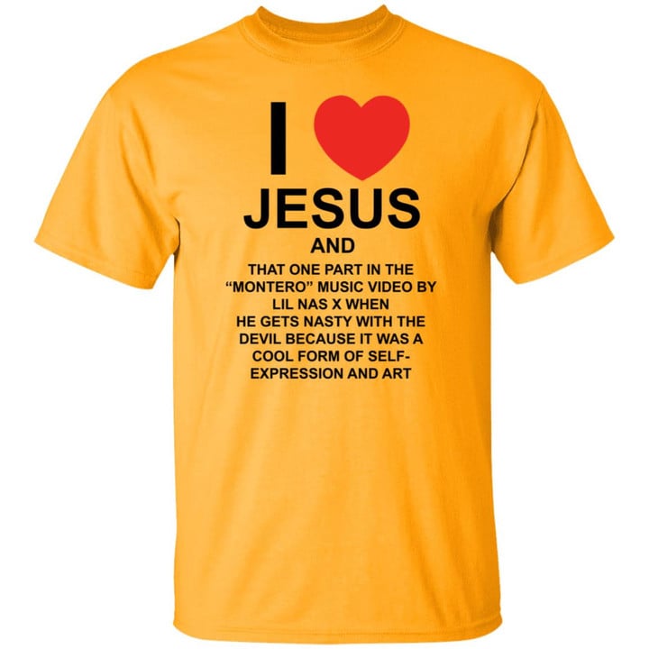 Lil Nas X Merch Lil Nas X X Pizzaslime I Love Jesus And That One Part In The Montero Music Video By Lil Nas X When He Gets Nasty With The Devil Because It Was A Cool Form Of Self- Expression And Art Shirt