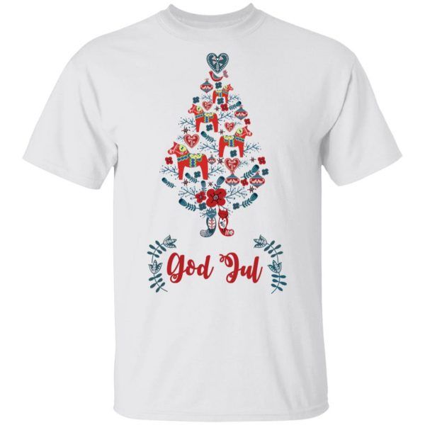 God Jul Dala Horse Tree Swedish Christmas Gifts T-Shirt