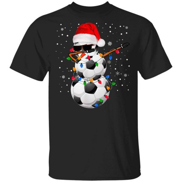 Dabbing Snowman Soccer Christmas Funny T-Shirt