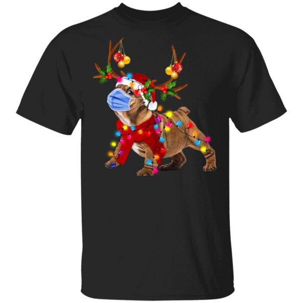 Bulldog Reindeer With FM Christmas Light Funny Shirt