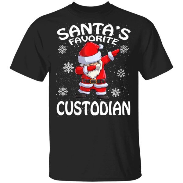 Funny Santa's Favorite Custodian Christmas Shirt