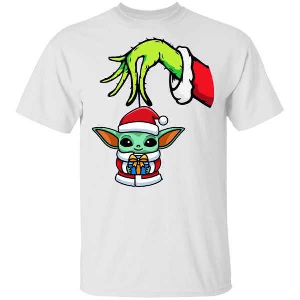 Grinch Hand Holding Yoda baby Christmas T-Shirt