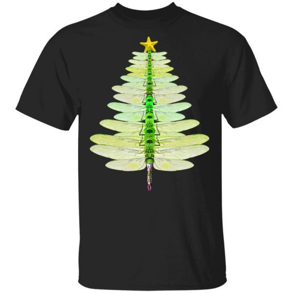 Merry Christmas insect Lover Xmas Dragonfly Christmas Tree T-Shirt