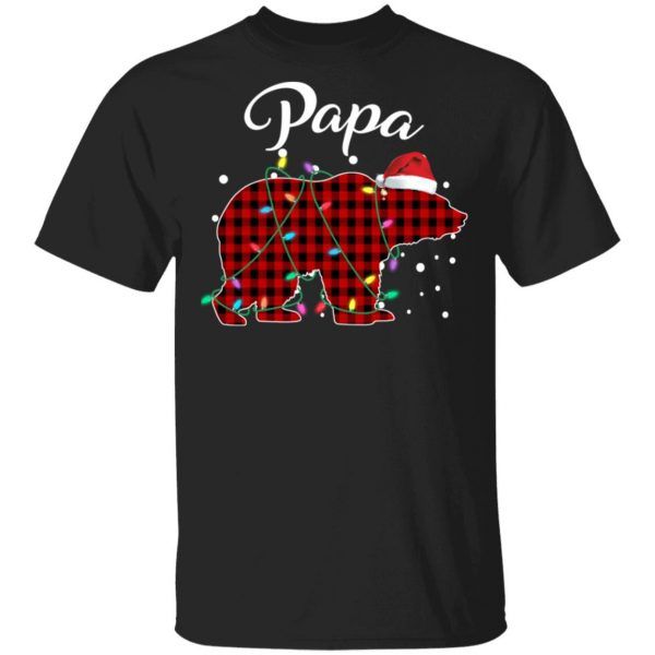 Funny Red Plaid Papa Bear Buffalo Matching Family Pajama Shirt