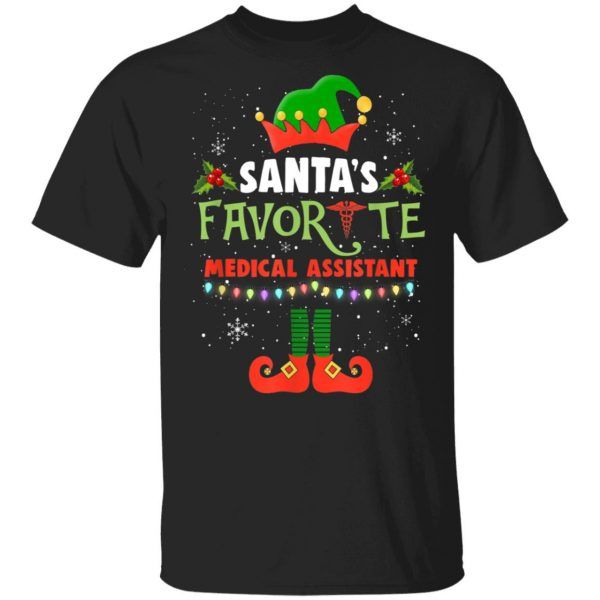 Christmas Elf Santa's Favorite Medical Assistant Light Xmas Gift Shirt