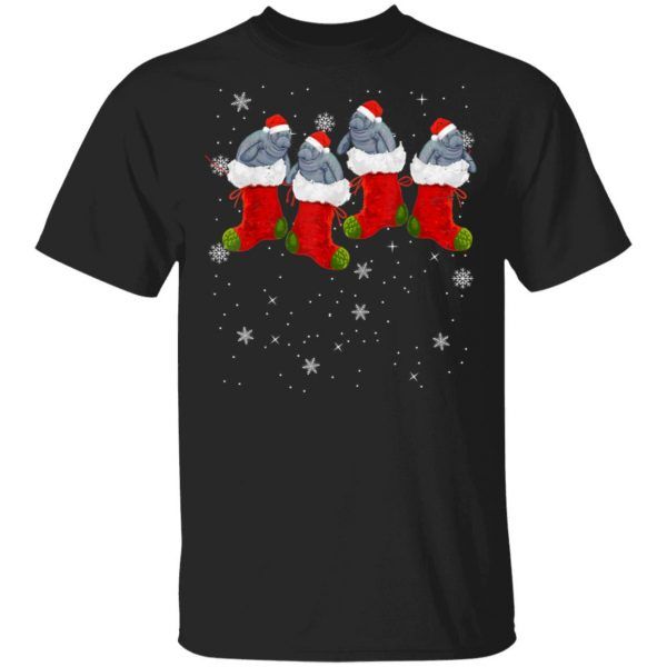 Funny Manatee In Socks Santa Christmas Shirt Merry Xmas Gift