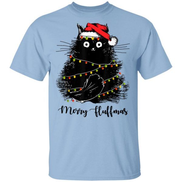 Pretty Black Cat Merry Fluffmas Funny Christmas Shirt