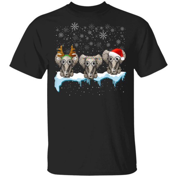 Christmas Pajama Three Hippie Elephants Costume Xmas Gift Shirt Funny Christmas