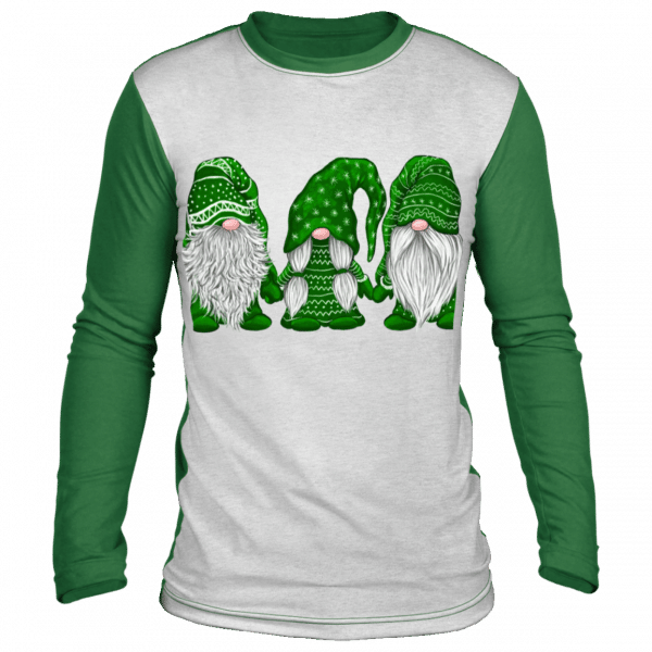 Hanging With Green Gnomies Santa Gnome Christmas Costume Ugly Christmas sweater Long Sleeve