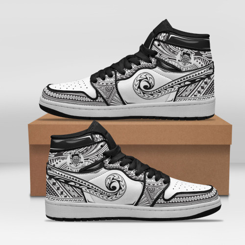 Tuvalu Custom Shoes - Polynesian Pattern JD Sneakers Black And White