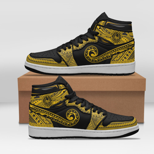 Tahiti Custom Shoes - Polynesian Pattern JD Sneakers Black And Yellow