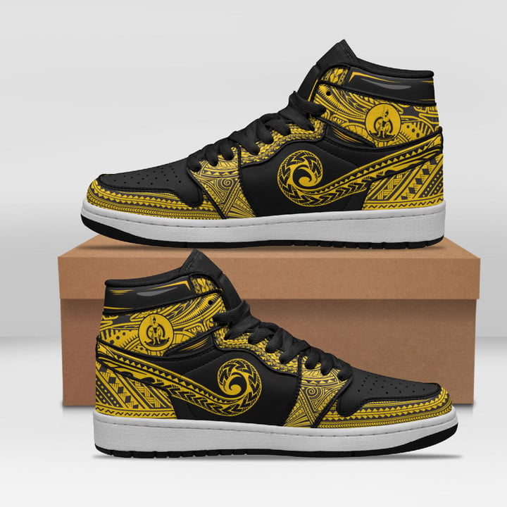 Vanuatu Custom Shoes - Polynesian Pattern JD Sneakers Black And Yellow