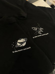 Couple Embroidered Space Rocket and Moon Hoodies Sweatshirts