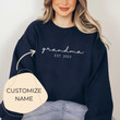 Grandma EST 2023 Sweatshirt, Gifts for Grandma, New Grandparent Gift