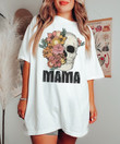 Floral Skull Mama Shirt, Mom Shirt, Mama Comfort Colors shirt, Mother's Day Shirt