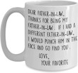 Dear Father-In-Law Thank You Face Punch Mug