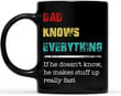 Dad Knows Everything If He Doesn't Know He Makes Stuff Up Really Fast Black Mug
