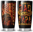 Personalized Papa Bear Gifts For Dad - Stainless Steel American Flag Tumbler